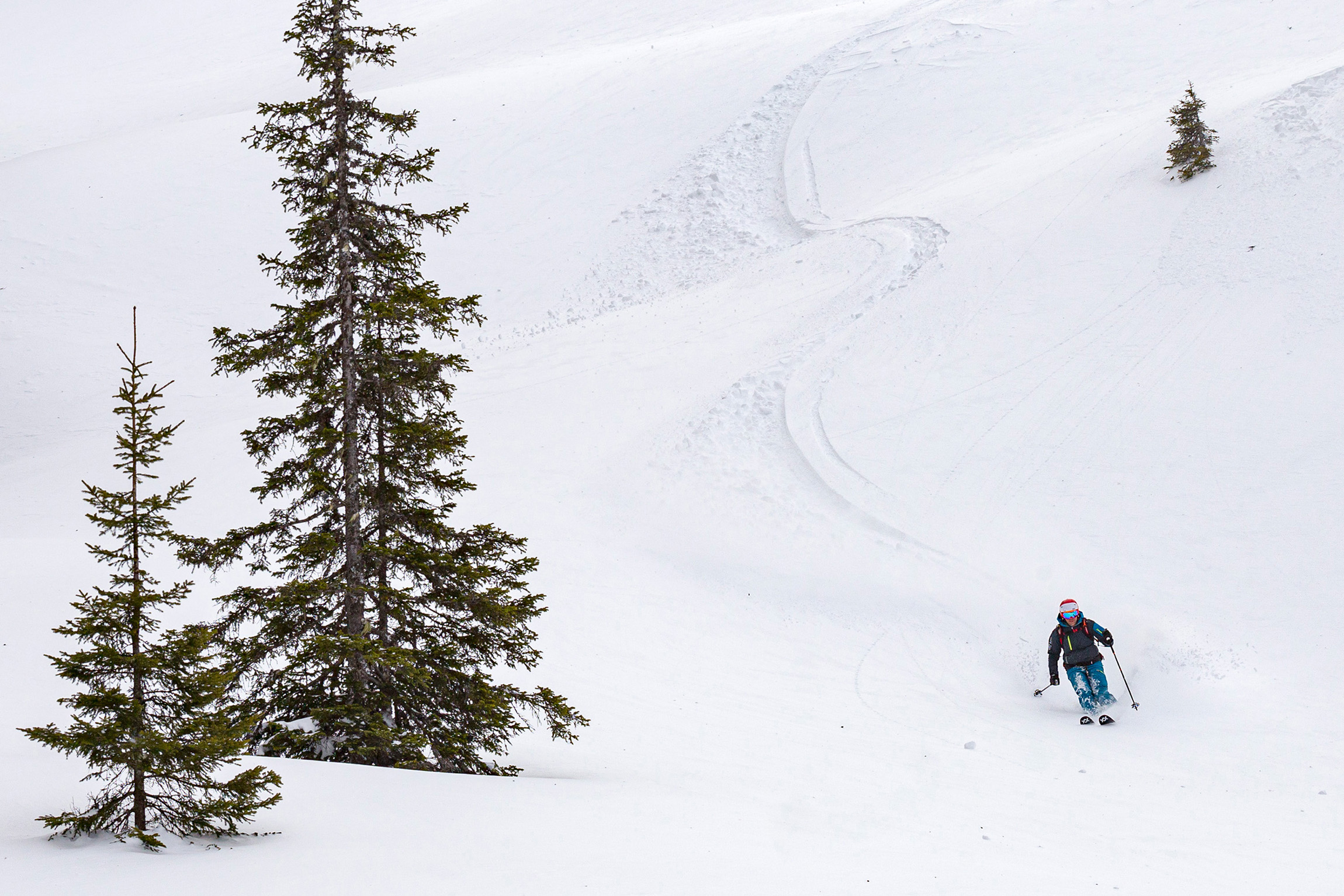 Skier descending a groomed slope in Kitzbühel during a guided ski trip